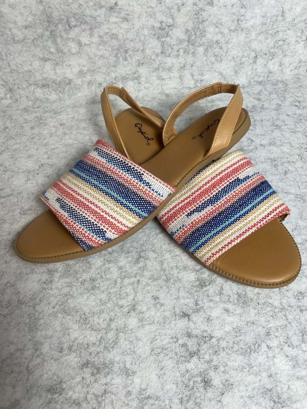 Qupid Desmond Multicolored Woven Slingback Flat Sandals 9,5